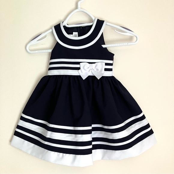 Bonnie Jean Toddler Nautical Sailor Navy Blue Party Dress Size 2T - Picture 2 of 10